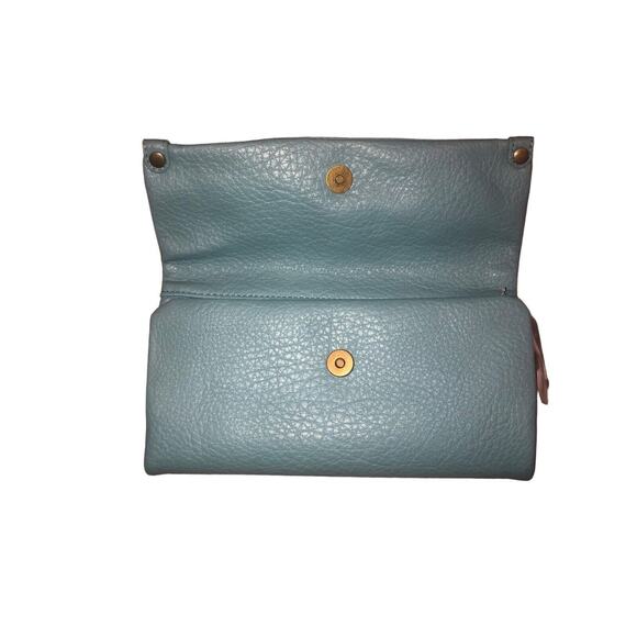 Time and Tru Teal w Gold Accent Farrah Flap Front Soft Wallet‎ NWT - Picture 4 of 7